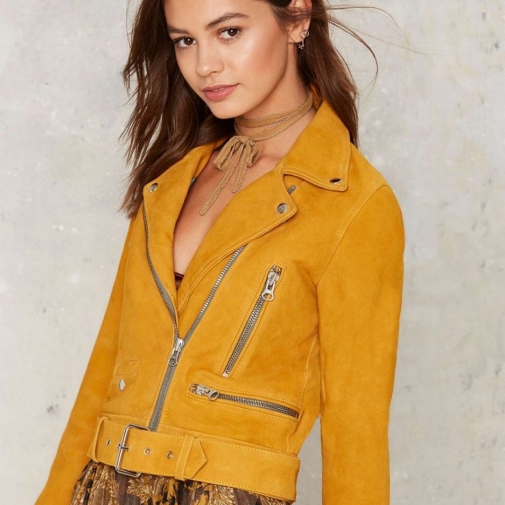 Nasty Gal Suede Golden Road Moto Jacket
